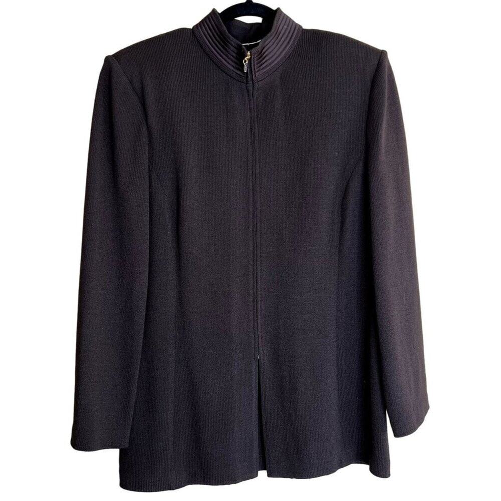 St. John Collection Zip Cardigan Womens Size M Brown luxury designer classic Lon